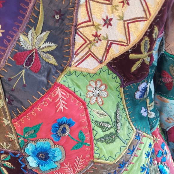 $7,500 OSCAR DE LA RENTA EXQUISITE GOLDEN PATCHWORK MULTI BEADED RUNWAY COAT S M - Picture 15 of 16